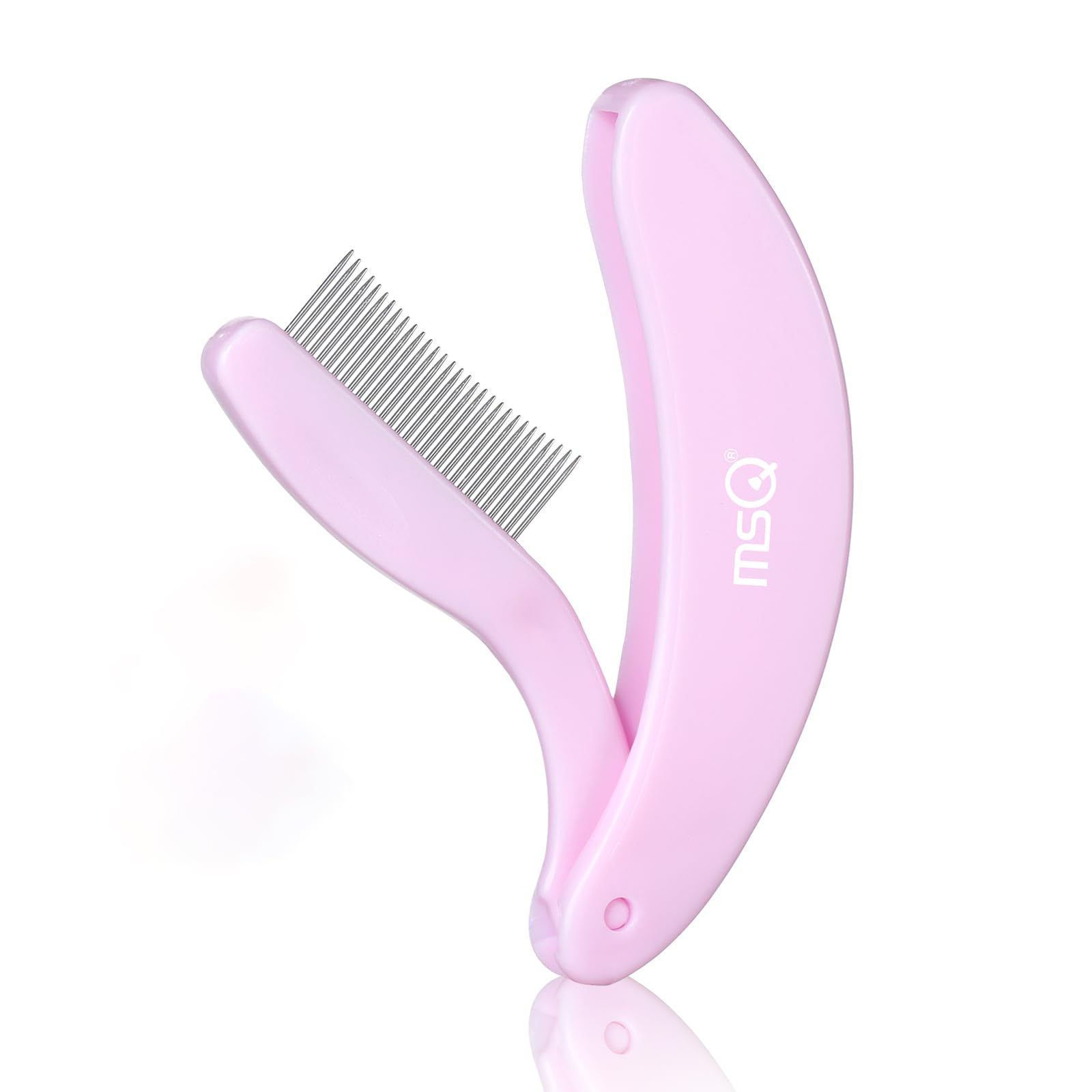 MSQ faltbarer Wimpernkamm, professioneller Wimpern-Separator aus Edelstahl, wiederverwendbarer Wimpernkamm für Mascara & Wimpernverlängerungen, rosa