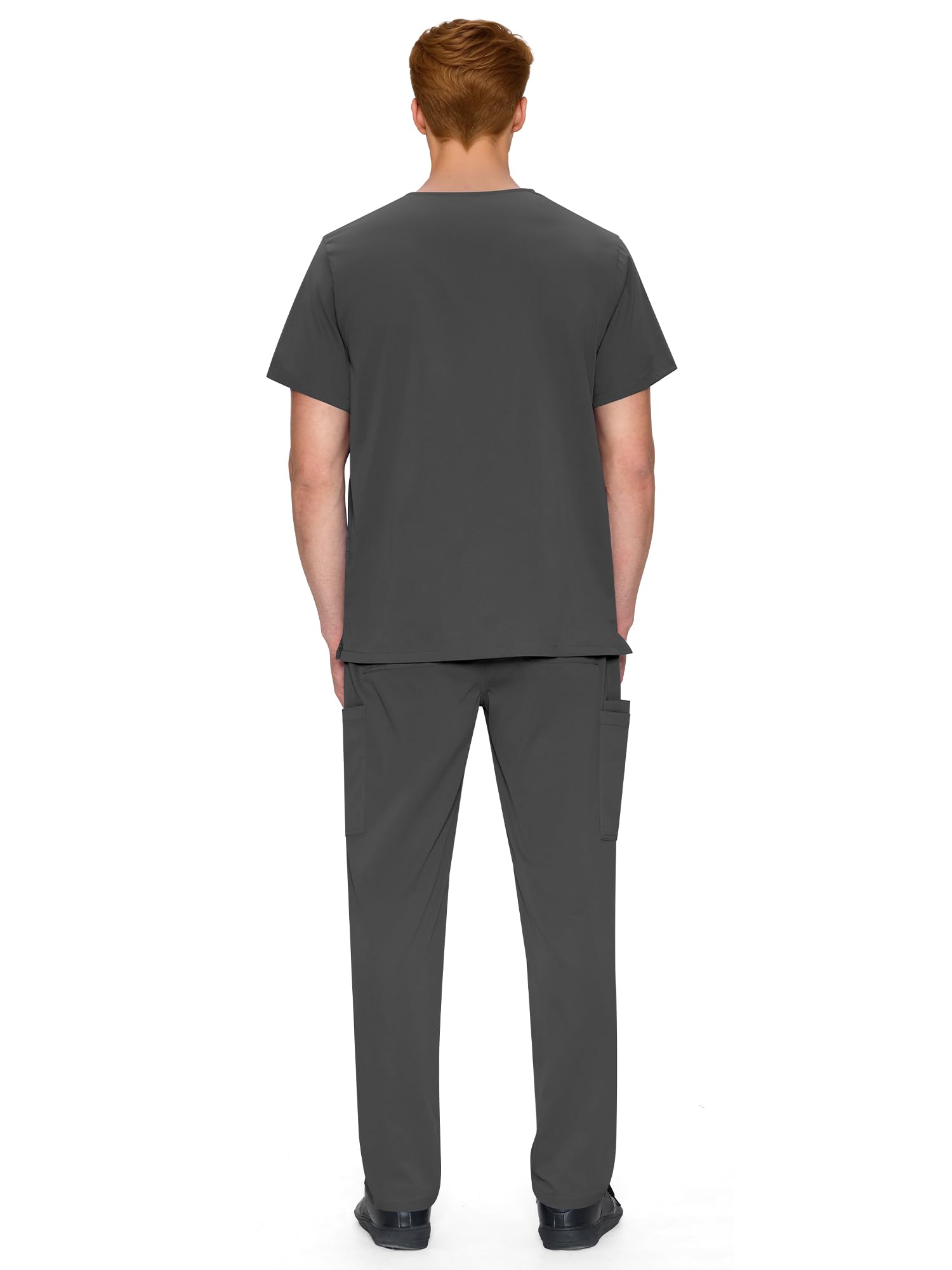Scrubs for Men Set - V-Neck Scrub Top and Straight Leg Pants with 11 Pockets — view 2
