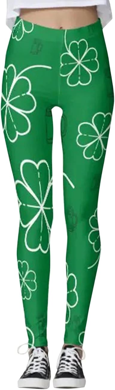 Irish Green Shamrock Leggings Clover 