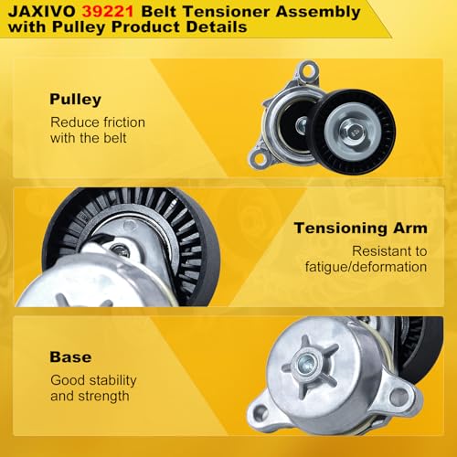 Image of 39221 Belt Tensioner Assembly with Pulley Compatible with 15-17 Expedition,11-17 F-150 Mustang,15-19 Transit-150 /Transit-250 /Transit-350,15-17 Navigator,3.5L /3.7L Gas(19310299,BR3Z6B209E)