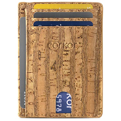 Image of Corkor Cork Card Holder Men - Cork Wallet - Vegan Leather - Minimalist Slim Front Pocket RFID