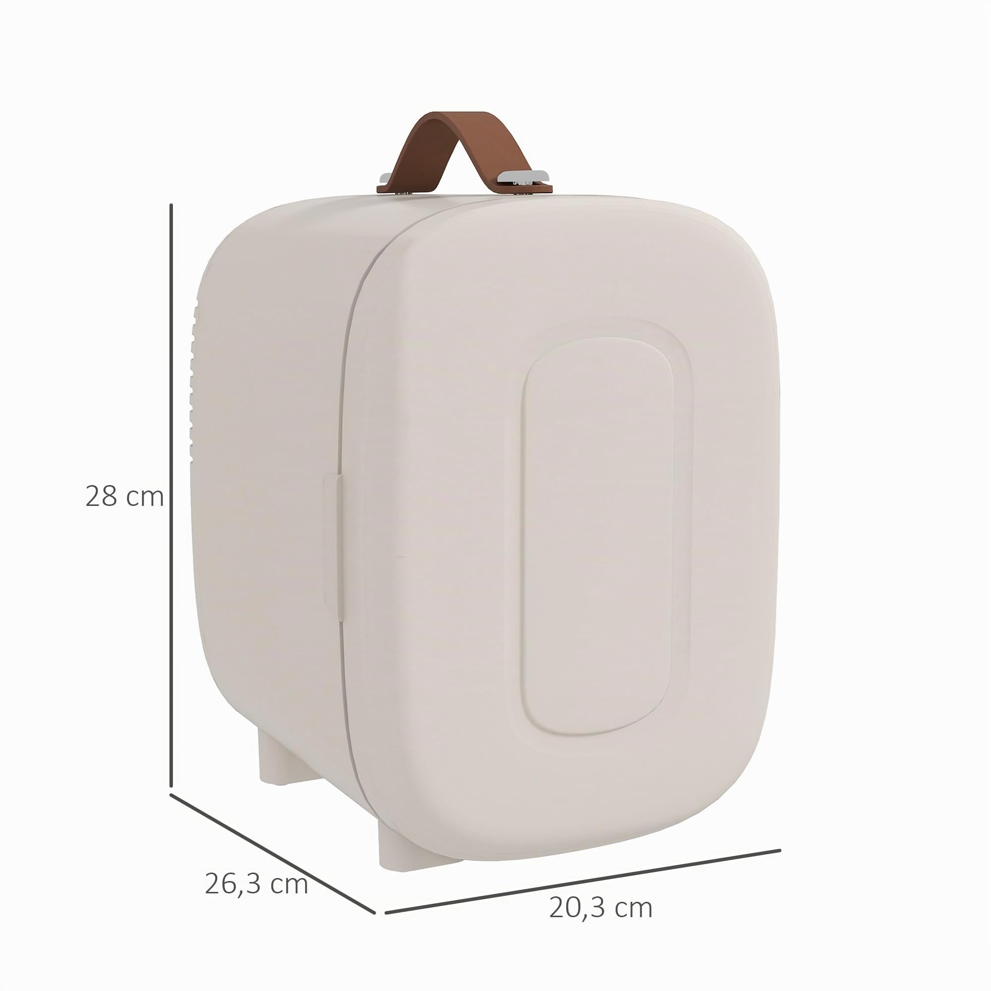 HOMCOM Mini Nevera Cosméticos 4L Extrasilenciosa 20,3x26,3x28 cm Crema | Nevera Pequeña, 9V/240V, Enfriar y Calentar, Mini Frigorífico, Dormitorio Oficina, Maquillaje Bebidas