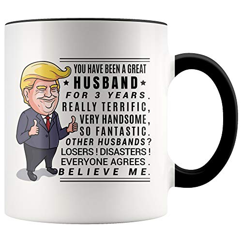YouNique Designs 3 Year Anniversary Coffee Mug for Him, 11 Ounces, Trump Mug
