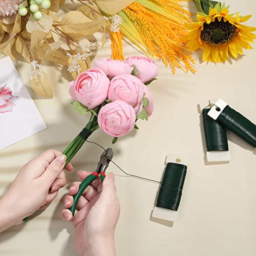 paxcoo flexible 110 yards green floral paddle wire - christmas wreath craft wire with wire cutter 22 gauge