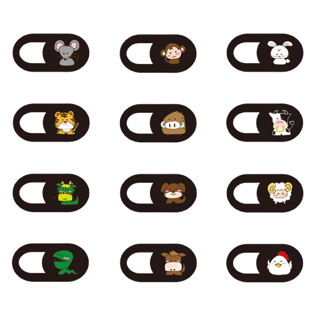 Cache Webcam 12 Pièces - Protection Vie Privée Motif Chat - Extra Plat Pour Ordinateur, Tablette, Smartphone