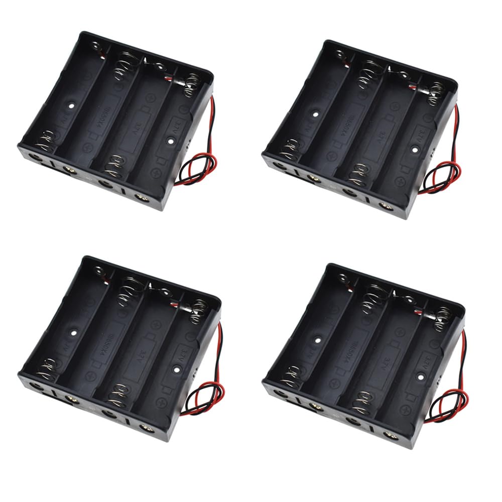 4PCS 4x DIY Battery Grip Li-ion 18650 Storage Case Box Holder with Wire Leads