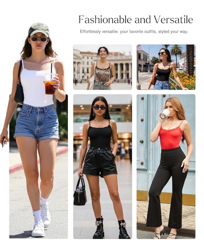 Popilush Lace Body Suits Women - Square Neck Sleeveless Thong Bodysuit Tummy Conotrol Double Lined Camisole Tank Tops2