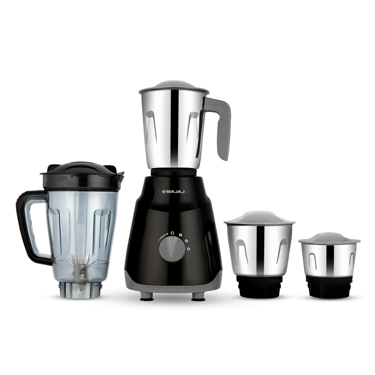Bajaj ABS Rex Ninja Series 500W Mixer Grinder | DuraCut Lame, 2-in-1 Funzione Lama in barattolo asciutto | Garanzia 2 anni | Nero/Grigio | (spina indiana)