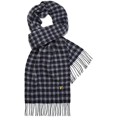 Lyle & Scott Tartan Lambswool Scarf in Dark Navy Cover