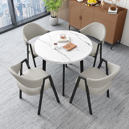 Juego de mesa de comedor redonda con 4 sillas, mesa de recepción y reunión que ahorra espacio para el hogar, cocina, biblioteca, salón, elegante combinación de mesa de café de 4 plazas