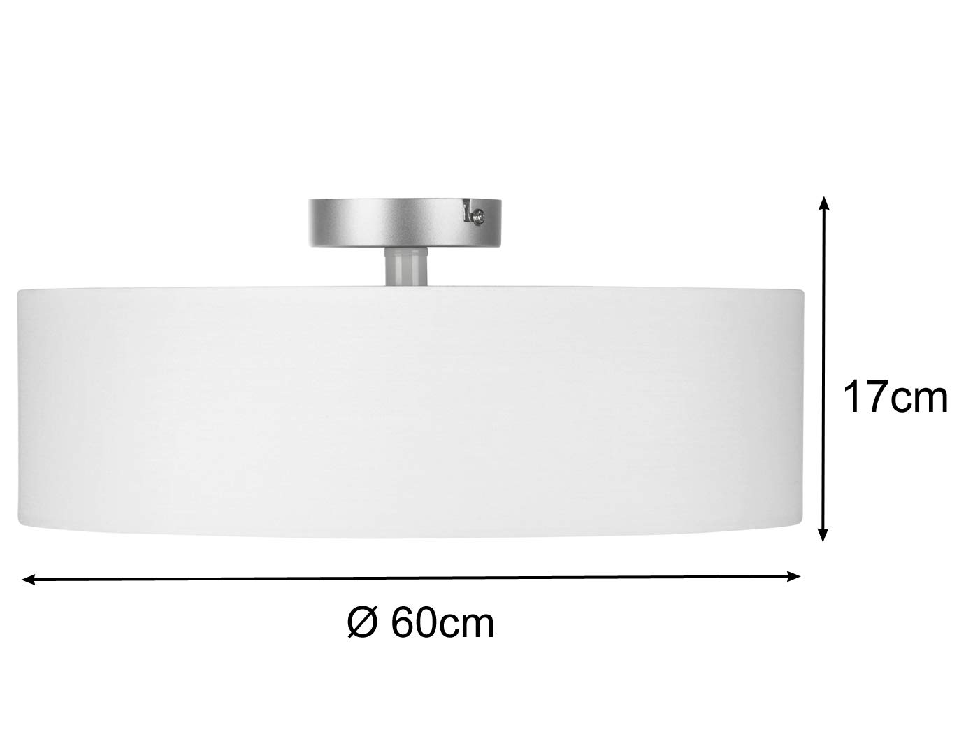 MeineWunschleuchte Plafoniera Rotonda A LED Con Paralume In Tessuto Nero - Diametro 60 Cm - Luce Calda Dimmerabile Per Soggiorno E Camera - 2