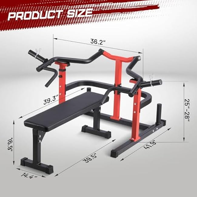 Chest Press Machine with Adjustable Flat Bench,Versatile Bench Press Rack for Home Gym,Bench Press Machine with Independent Converging Arms,Heavy-Duty Steel Structure with Smooth Bearings