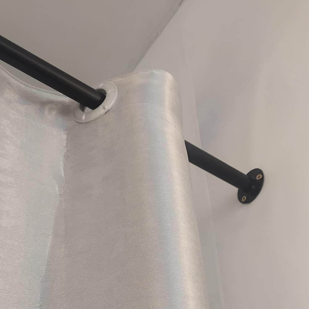 Barra de Cortina de Esquina Negra, Estante Ajustable para vestidor, Barra de Cortina de Ducha de Metal para vestuarios, 90 x 90 cm, Ideal para Ahorrar Espacio.