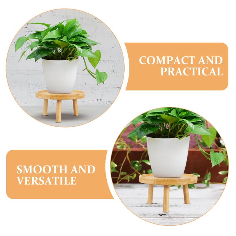 Image of balacoo Solid Wood Plant Stand 2 Pack 5.11 inch Flower Pot Stand and Plant Riser for Indoor Use Wooden Holder for Living Room Balcony Desk Window Sill Natural Finish