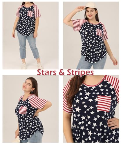 Image of TIYOMI Plus Size Tops for Women V Neck Tshirts Basic Tunic Casual Hawaii Floral Tie Dye Camo Summer Short Sleeve Tee XL-5XL