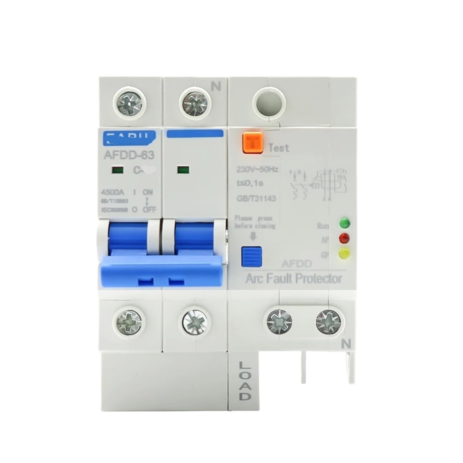 VSPPJYFG AFDD-63 220V 3P+N Fault Arc Protector Circuit Breaker Short Circuit Protection Overload Protection Leakage Protection(16a,1)