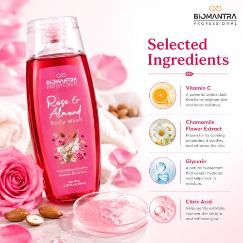 Image of Rose & Almond Body Wash | Rejuvenating & Soothing Body Cleanser | Helps Improve Skin Texture | Moisturizing Daily Shower Gel for Soft & Healthy Looking Skin | 100ml