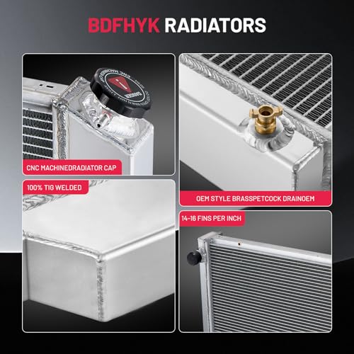 Image of BDFHYK 3-Row Radiator with Cap for Chevrolet C10 C20 C30 K10 K20 K30 1975-1986, for Suburban Blazer 1977-1991, for GMC Jimmy 1975-1991, Aluminum Core 56mm, CU716 716 1599