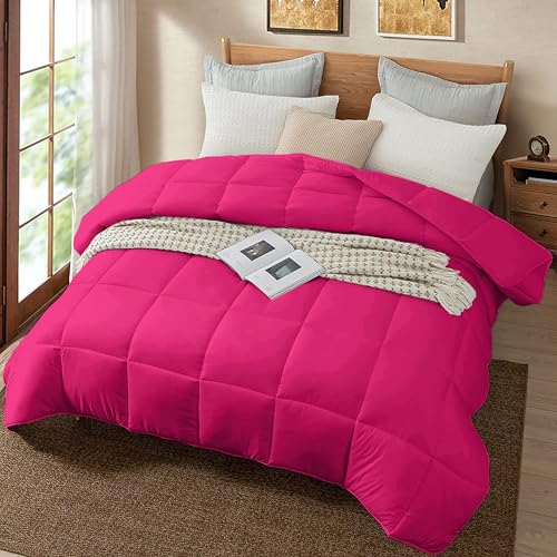 Image of Quilt for All Season 150 GSM Comforter Duvet /Ac Blanket Single Bed Soft Microfiber Lightweight (60 inch X 90 inch Inches) - Single Bed Comforter - Hot Pink Color