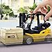 BENBOR Pull Back Forklift Inertia Toy, Alloy Construction Vehicle with Liftable Forks for Kids, 1:50 Scale Engineering Truck Model with Non-Slip Rubber Mat & Box (Yellow)