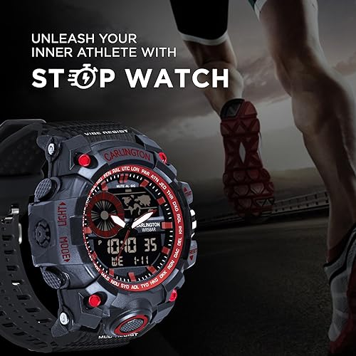 Image of Carlington Analog-Digital Sports Watch: Chronograph, Dual Time, Alarm, Stopwatch, Water-Resistant, Shock-Resistant, Back Light Display- The Perfect Watch for Men and Boys - CT3388