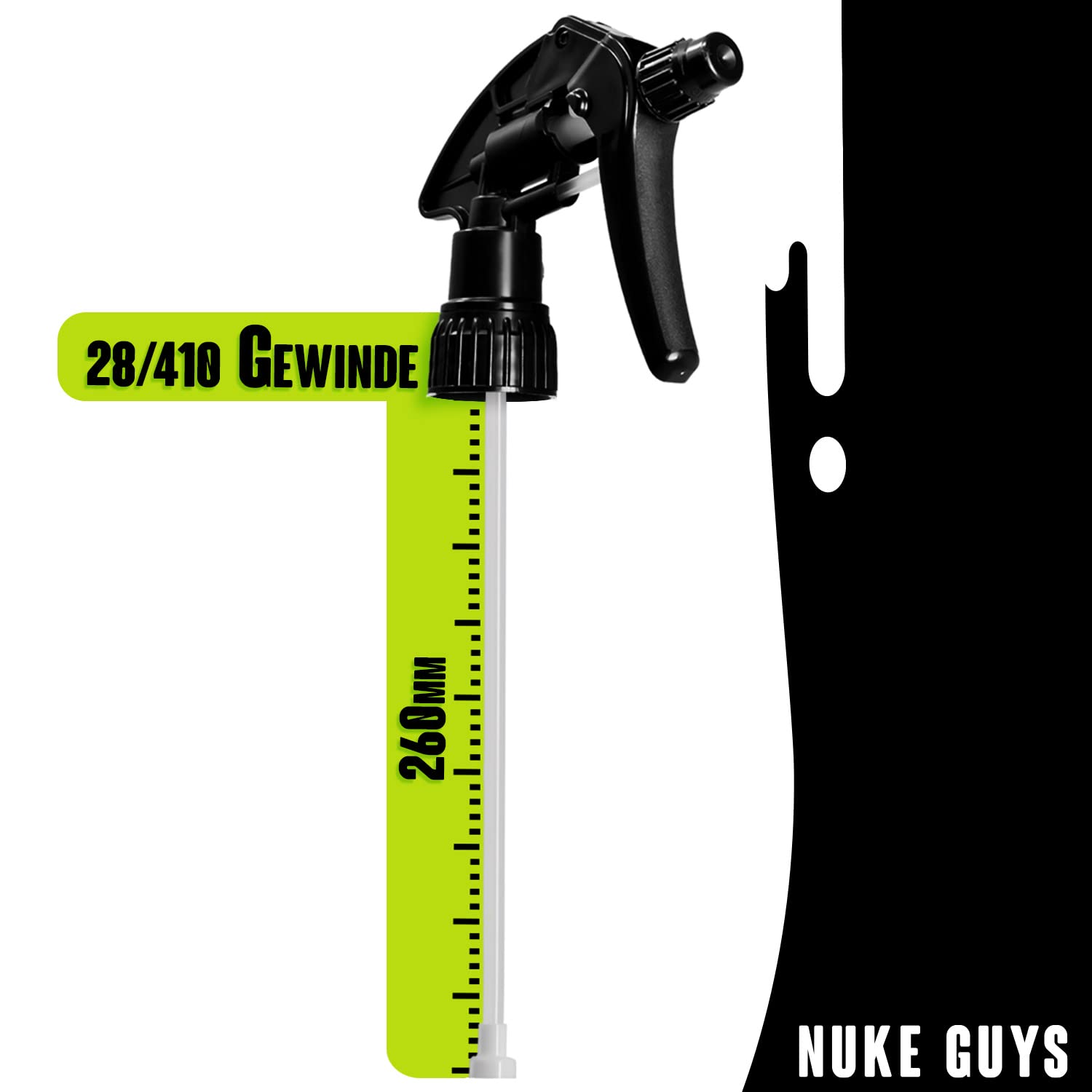 Nuke Guys Testina Spray Regolabile CHS3A By Canyon - Lugo 210mm, Filetto 28/410, Per Bottiglie Koch Chemie E Simili - Ugello Regolabile Da Nebbia A Getto