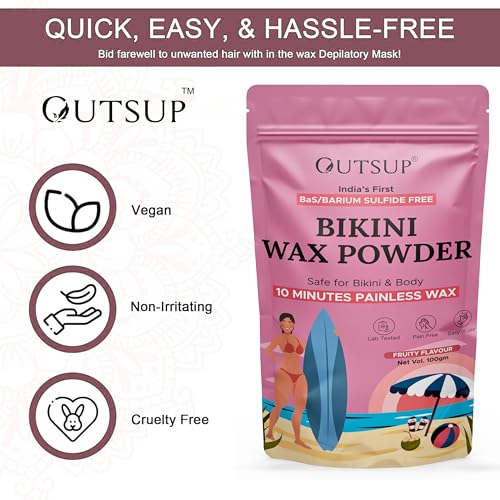 Image of Bikini Wax Powder for Women | Painless Herbal Hair Removal Powder for Women Bikini Area, Legs, Hands & Underarms with No Harmful Chemicals, No Irritation, No Skin Rashes