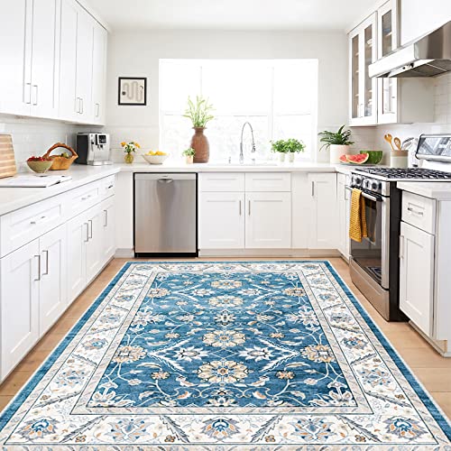 Topruug Washable Area Rug 5X7 For Living Room Non Slip Runner Rugs With Rubber Backing For Bedroom Soft Kitchen Runner Rug Stain Resistant Non Shedding Rug Farmhouse Distressed Carpet Runner #TOP4