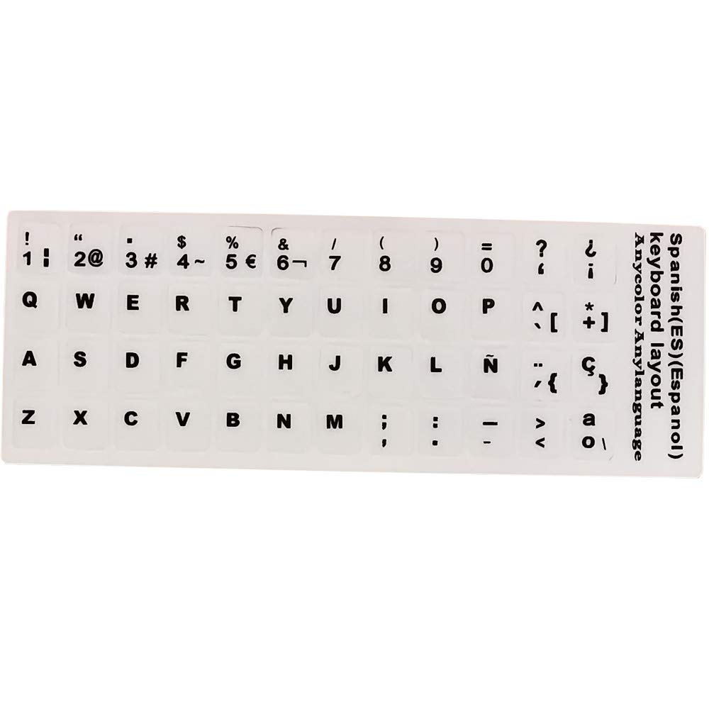 Pegatinas para teclado, letras negras con fondo blanco, para todos los portátiles y teclado de ordenador de sobremesa (blanco_español)