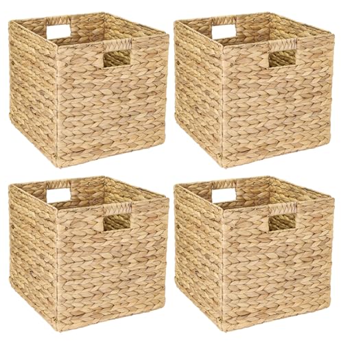 HMF Panier de rangement compatible avec étagère KALLAX, panier tressé en jacinthe d’eau avec...