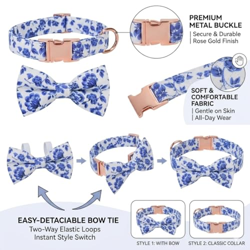 Corbata para Perro con Collar Ajustable y Moño Desmontable miniatura 2