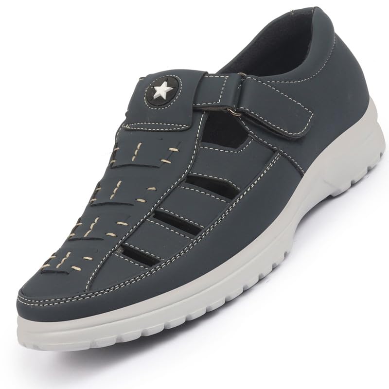 Image of FAUSTO Men's Feather Light EVA Sole Shoe Style Comfortable Dress Sandal With Memory Cushion|Stitched Hook & Loop Sandal For Work|Evening|Festive