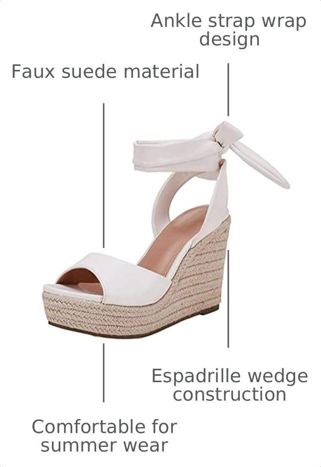 Image of SERAIH Womens Lace up Espadrilles Platform Wedges Sandals Heels Tie Ankle Strap Summer Dress Shoes