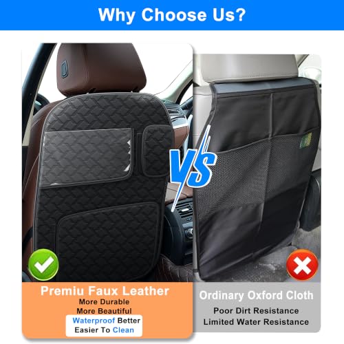 Image of Back Seat Protector 2 Pack Fit For Ford F150 Car Kick Mats with Touch Screen Tablet Holder Storage Organizer Waterproof Dirt Proof Faux Leather Auto Accessories for Kids (1 Pair Black)