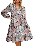Floral & Feminine:Chic vintage-inspired dress with all-over floral print on lightweight, flowy chiffon for a romantic look. Easy-breezy fabric keeps you cool—perfect for dates, vacations, or brunch. Boho-Chic:Deep V-neckline with 3-button design—top ...