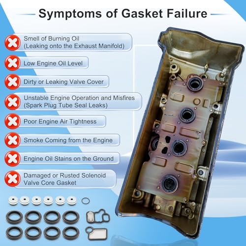 Image of VS50614R Valve Cover Gasket Set Fit for Honda Accord Civic CR-V Crosstour Element, Value Cover Gaskets Replace for Acura CSX ILX RDX RSX TSX, Valve Cover Gasket Seal Kit Replace# VS50382A ES73071