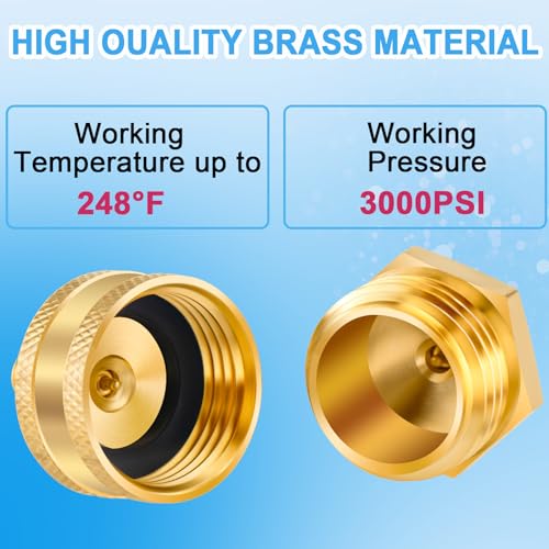 Image of Jingzan 4Pcs RV Blow Out Antifreeze Adapter, Brass Schrader Valve to 3 /4 GHT Fitting, Water Line Blow Out Plug with Tire Inflation Winterization Valve for Camper Travel Trailer (4 Pcs Adapters)