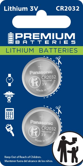 Premium Panasonic CR2032 Lithium 3V Coin Cell - Japanese Engineered High Capacity Batteries (2 Pack)
