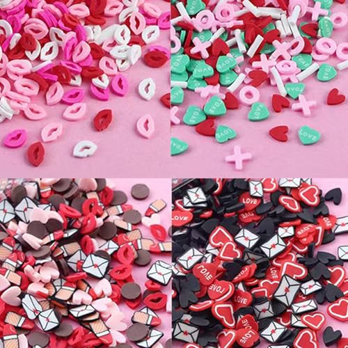 Image of 4 Bags Nail Charms 3D Mini Heart Lipstick Lip Prints Envelopes Charms for Nails Design Nail Slices DIY Nail Art Decoration for Women Girls Nails Art Supplies Accessories