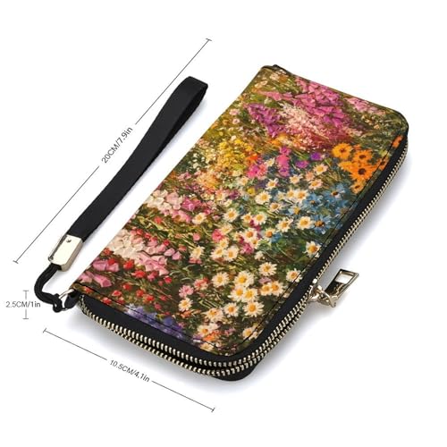 Colorful Flowers Garden Clutch Wallet Wristlet Long Handbag PU Leather with Card Slots Cash Coin Pocket for Women Men2