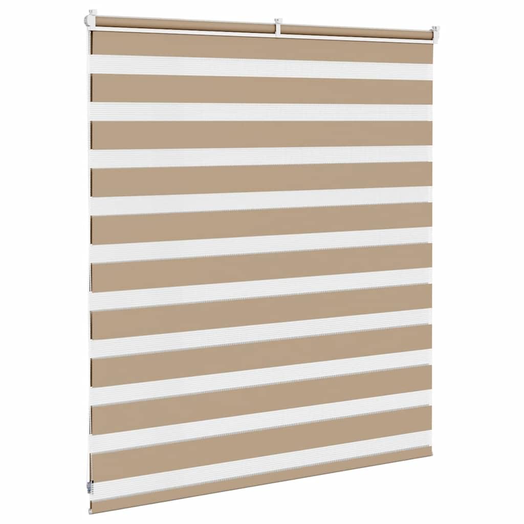 Store Jour Nuit Zébré Marron Sable 130x100 cm, Store Enrouleur Double Tissu Polyester Tamisant et Occultant pour Fenêtre, Montage avec ou sans Perçage, Salon Chambre et Bureau
