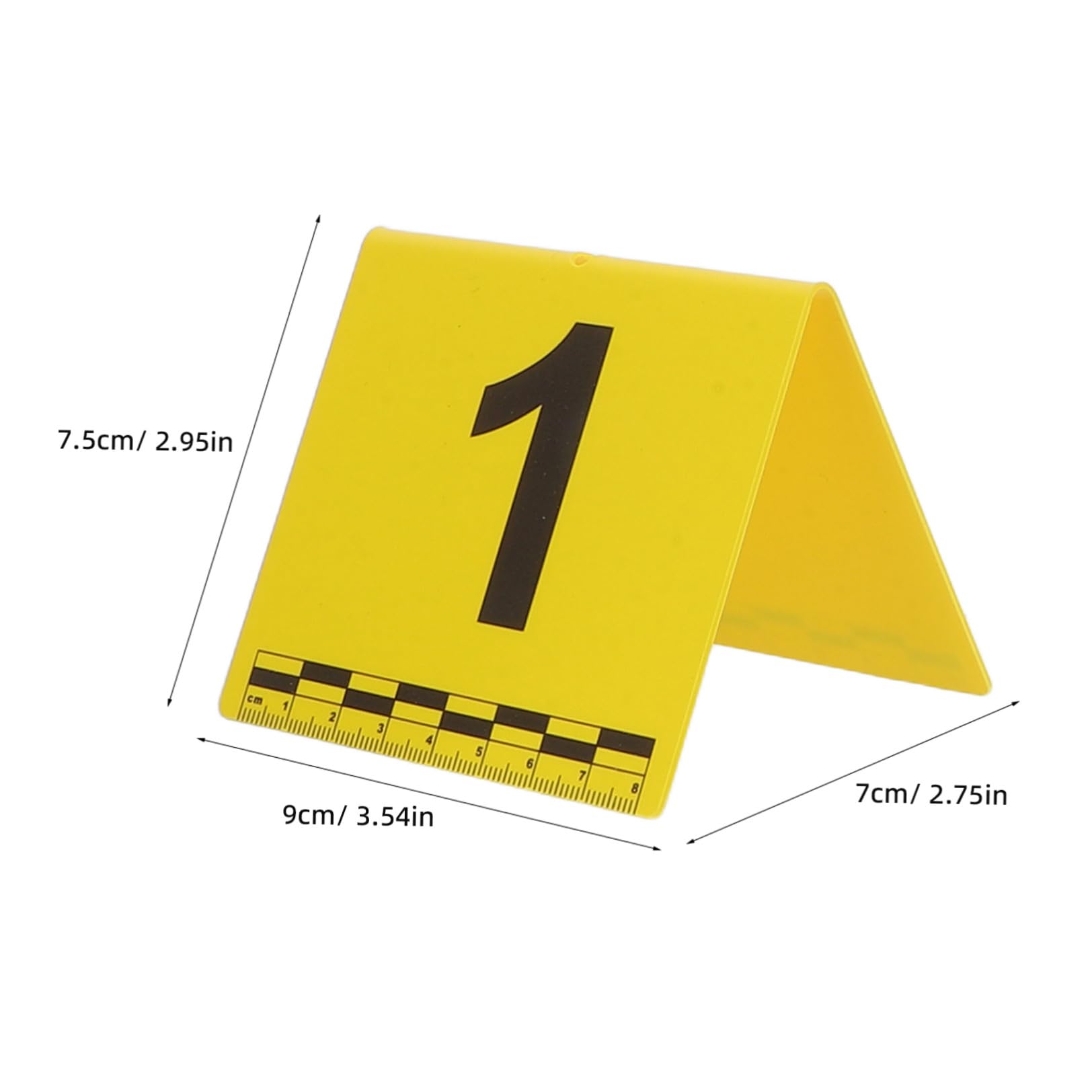 BESPORTBLE 20 Pezzi Marcatori di Prove 7,5x7,5x7 Cm Gialli con Scala di Misurazione Leggeri in Plastica per Raccolta Prove e Scena del Crimine