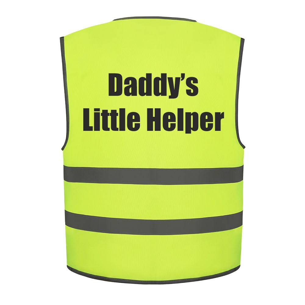 Brook Hi Vis Daddy's Little Helper Kids Hi Vis Vest Children's High Visibility Reflective Safety Waistcoat, Add child's name to the front, Personalised