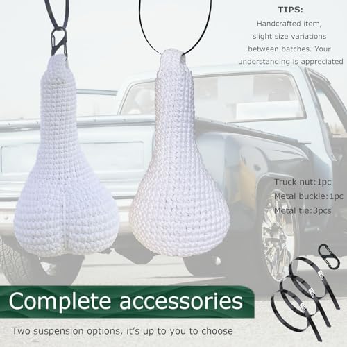 Image of Large Truck Nuts for Real Truck, Gag Gift for Men, Woven Nut for Vehicle Decoration, Luminous