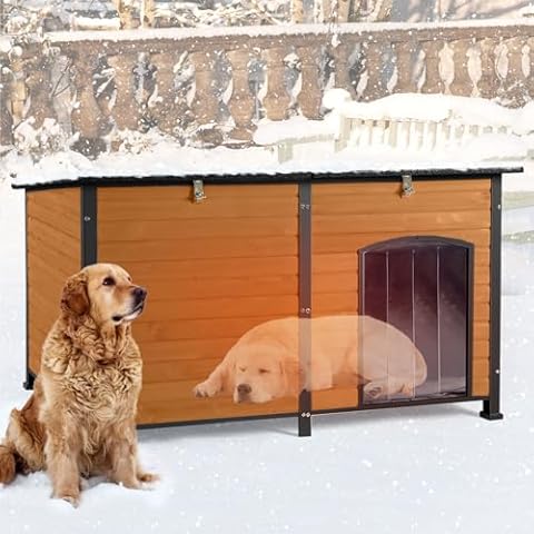 Suumerpety 59" Extra Large Outdoor Dog House Insulated,Weatherproof Doghouse for Small to Large Sizes Dog Kennel,Indoor Outdoor Doghouse Puppy Shelter with Iron Frames Cover