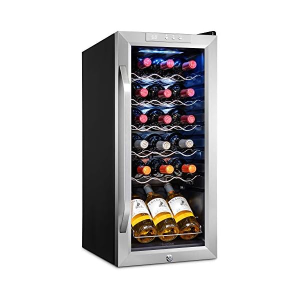 Ivation 18 Bottle Compressor Wine Cooler Refrigerator w/Lock | Large Freestanding Wine Cellar For Red, White, Champagne or Sparkling Wine | 41f-64f Digital Temperature Control Fridge Stainless Steel