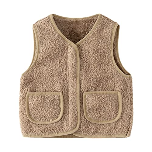 Toddler Baby Girls Boys Fall Winter Warm Vest Kids Fleece Jacket Zipper Warm Sleeveless Outerwear (Coffee, 7-8 Years)