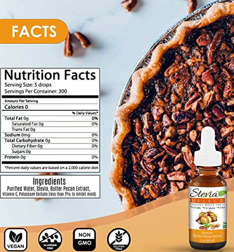 Stevia Drops Butter Pecan, Chocolate, & English Toffee Stevia Select Keto Coffee Sugar-Free Stevia Flavors Bundle (3) Pack #TOP5