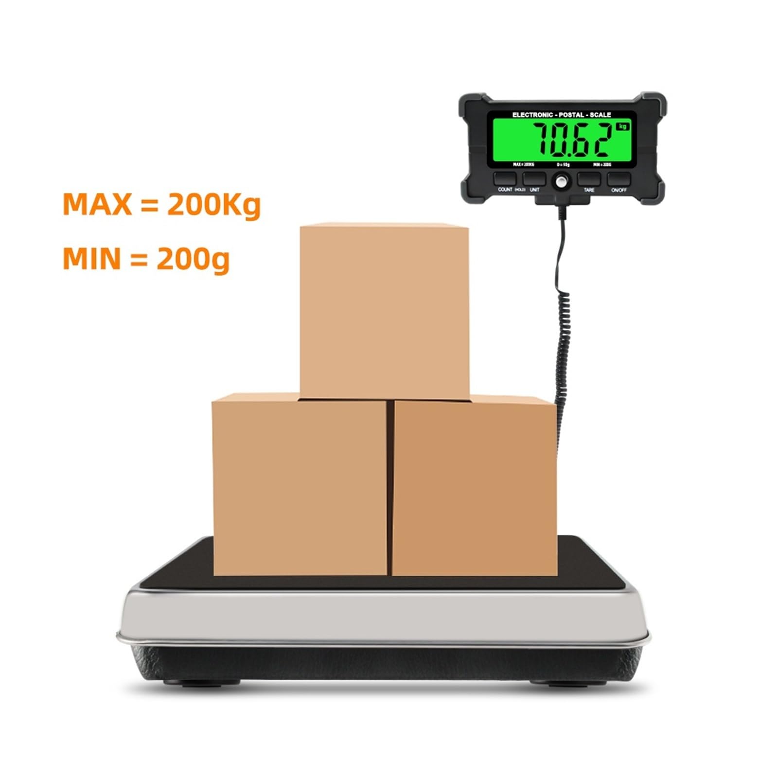 Bilance sospese, Bilancia elettronica da banco digitale in acciaio inossidabile 200 kg/0,05 kg, retroilluminata, ad alta precisione