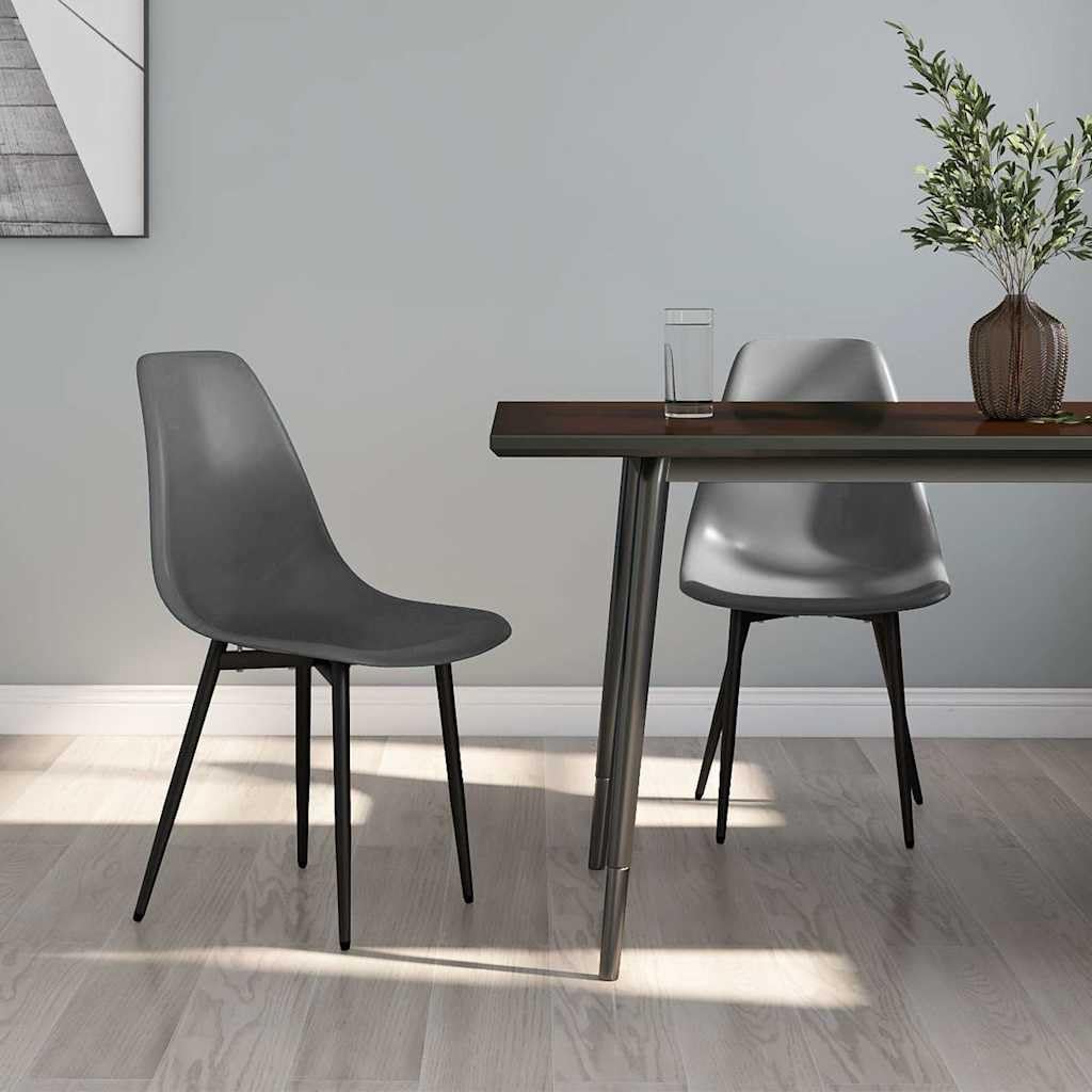 2 sedie per sala da pranzo, in polipropilene, colore grigio